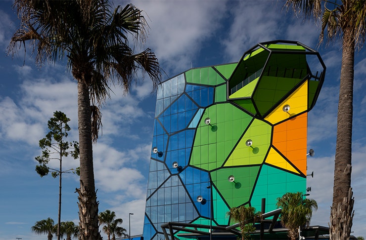 the colourful exterior of the new hota gallery